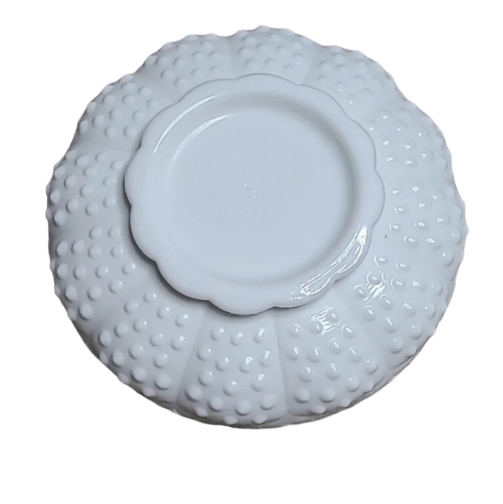 Vintage Fenton White Milk Glass Hobnail Chip & Dip or Candle Holder